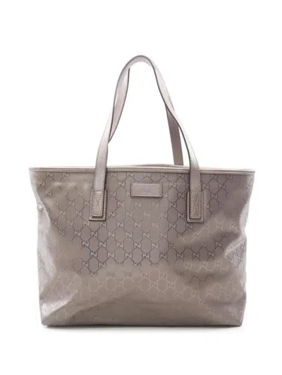 Pre-owned Gucci 2000s Gg Imprimé Tote Bag In Gray