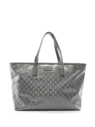 Pre-owned Gucci 2000s Gg Imprimé Tote Bag In Grey