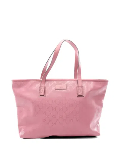 Pre-owned Gucci 2000s Gg Imprime Tote Bag In Pink