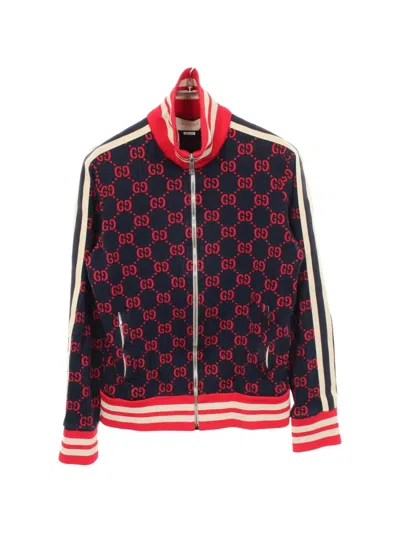 Pre-owned Gucci 2000s Gg Jacquard Track Jacket In Blue