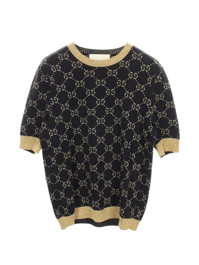 Pre-owned Gucci 2000s Gg Logo-pattern Short-sleeved Sweater In Blue