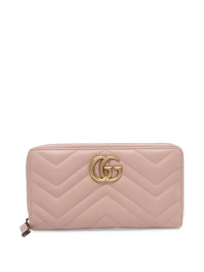 Pre-owned Gucci 2000s Gg Marmont Zip-around Wallet In Pink
