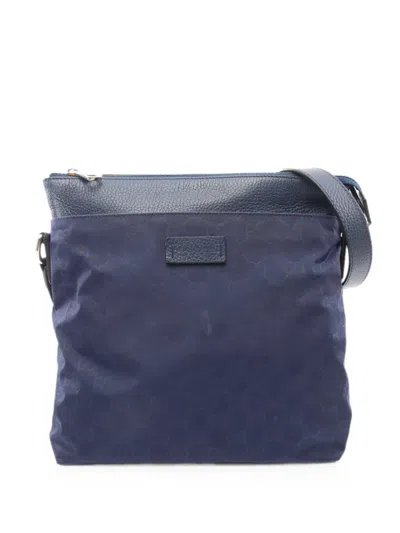 Pre-owned Gucci 2000s Gg Pattern Shoulder Bag In Blue