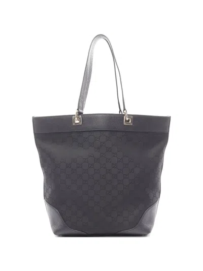 Pre-owned Gucci 2000s Gg Pattern Tote Bag In Black