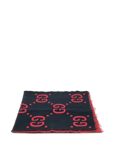 Pre-owned Gucci 2000s Gg Pattern Wool Scarf