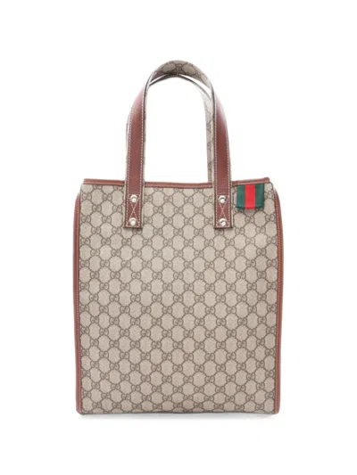 Pre-owned Gucci 2000s Gg Plus Web Tote Bag In Neutrals