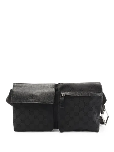 Pre-owned Gucci 2000s Gg Supreme Belt Bag In Black