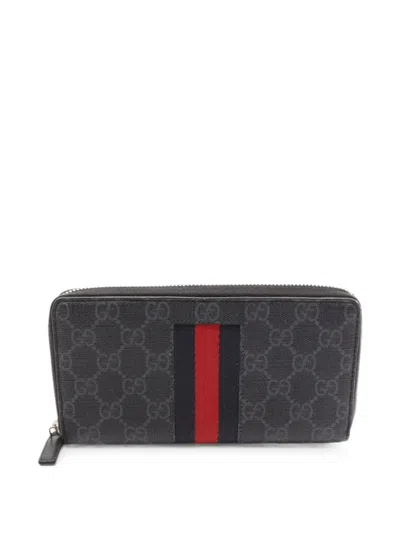 Pre-owned Gucci 2000s Gg Supreme Web Wallet In Black