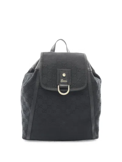 Pre-owned Gucci 2000s Gg Top-handle Backpack In Black