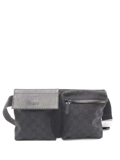 Pre-owned Gucci 2000s Gg-canvas Belt Bag In Black