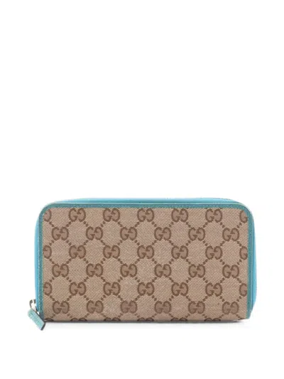 Pre-owned Gucci 2000s Gg-canvas Long Wallet In Neutrals