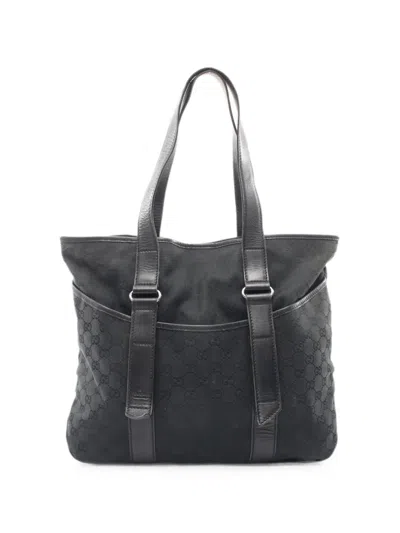Pre-owned Gucci 2000s Gg-canvas Tote Bag In Black