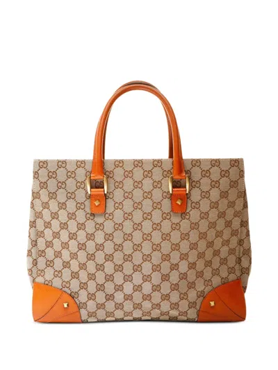 Pre-owned Gucci 2000s Gg-canvas Tote Bag In Neutral