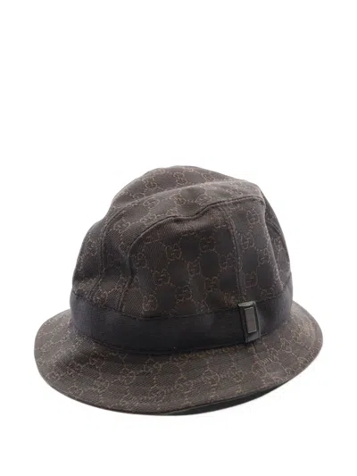 Pre-owned Gucci 2000s Gg-pattern Bucket Hat In Brown