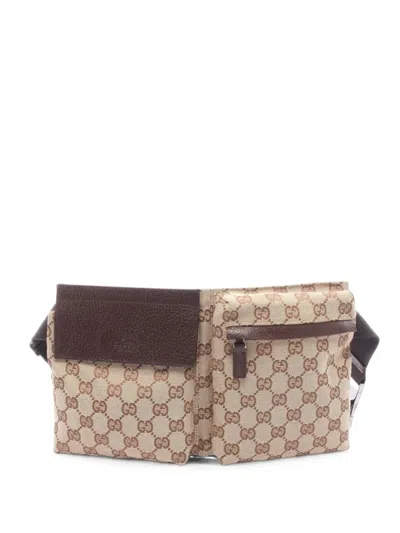 Pre-owned Gucci 2000s Gg-patterned Belt Bag In Neutrals
