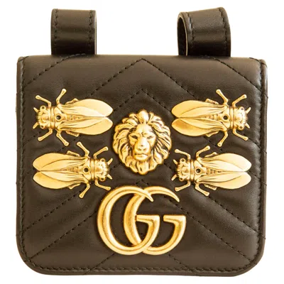 Pre-owned Gucci 2000s  Black Leather 'gg Marmont' Quilted Belt Pouch