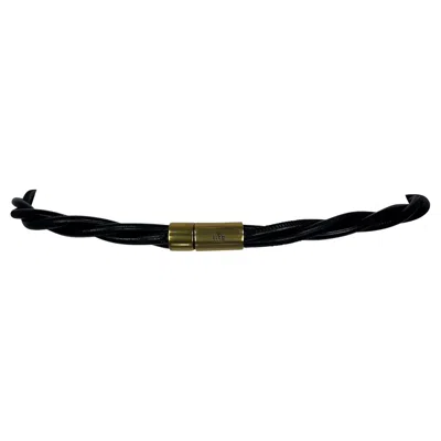 Pre-owned Gucci 2000s  By Tom Ford Gold Tone Twisted Black Leather Cord Waist Belt
