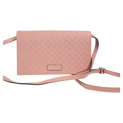 Pre-owned Gucci 2000s  Pink Leather Crossbody Bag Clutch