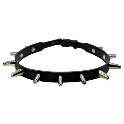 Pre-owned Gucci 2000s  Spike Leather Choker Necklace In Multi