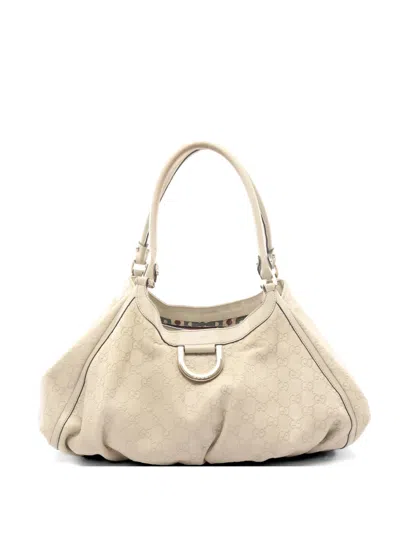 Pre-owned Gucci 2000s Ssima Abbey D-ring Tote Bag In Neutral