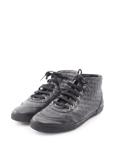 Pre-owned Gucci 2000s Ssima High-top Sneakers In Black