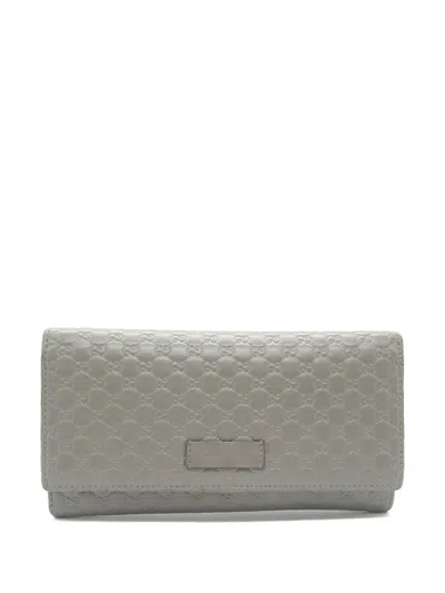 Pre-owned Gucci 2000s Ssima Long Wallet In Grey
