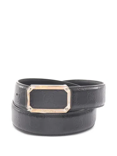 Pre-owned Gucci 2000s Ssima-leather Belt In Black