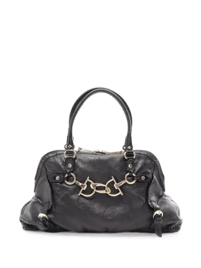Pre-owned Gucci 2000s Horsebit Handbag In Black