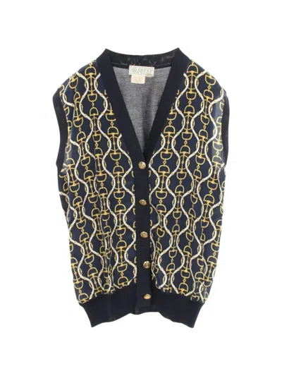 Pre-owned Gucci 2000s Horsebit Pattern Vest In Blue