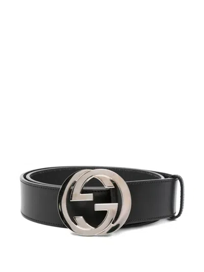 Pre-owned Gucci 2000s Interlocking G Belt In Black