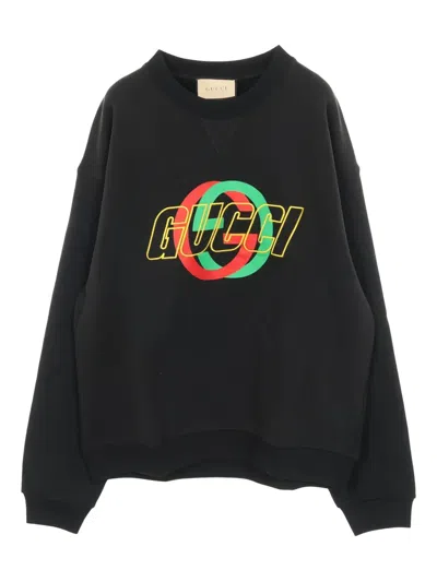 Pre-owned Gucci 2000s Interlocking G Crew-neck Sweatshirt In Black