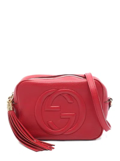 Pre-owned Gucci 2000s Interlocking G Leather Shoulder Bag In Red