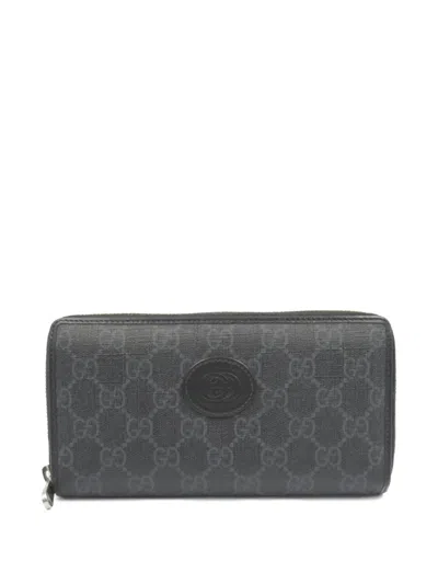 Pre-owned Gucci 2000s Interlocking G Long Wallet In Black