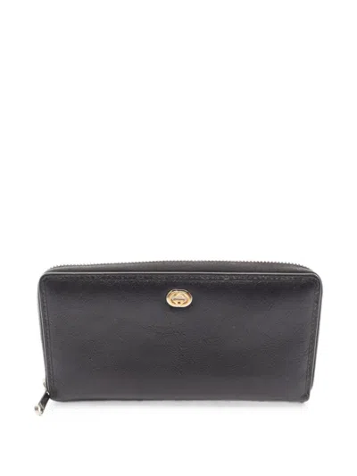Pre-owned Gucci 2000s Interlocking G Long Wallet In Black
