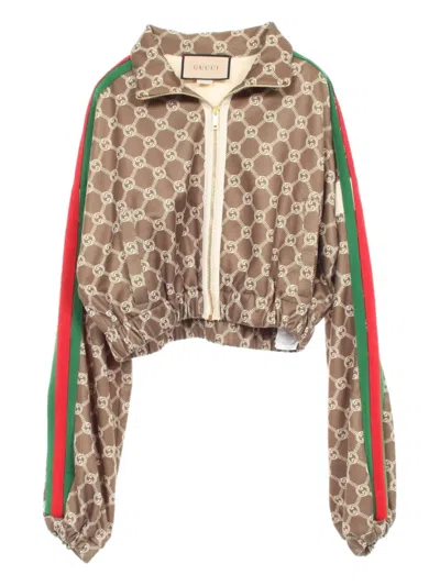 Pre-owned Gucci 2000s Interlocking G Monogram Jacket In Brown