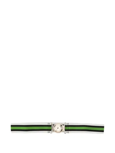 Pre-owned Gucci 2000s Interlocking G Striped Belt In White