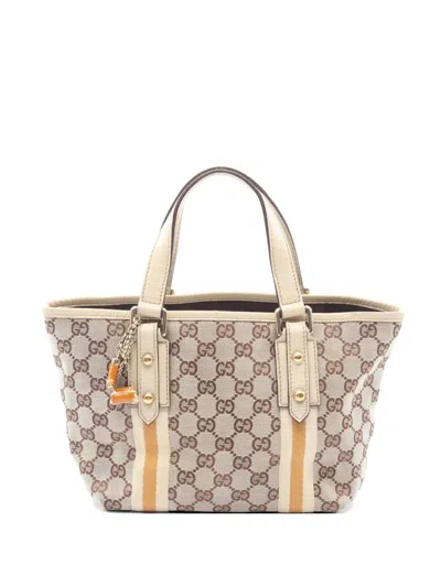 Pre-owned Gucci 2000s Jolicoeur Gg Tote Bag In Neutral