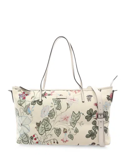 Pre-owned Gucci 2000s Kris Knight Flora Tote Bag In Neutral