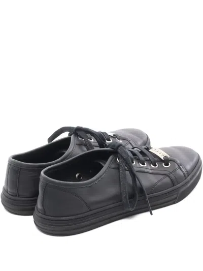 Pre-owned Gucci 2000s Lace-up Leather Sneakers In Black