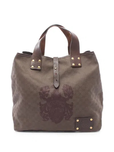 Pre-owned Gucci 2000s Large Gg Canvas Tote Bag In Brown