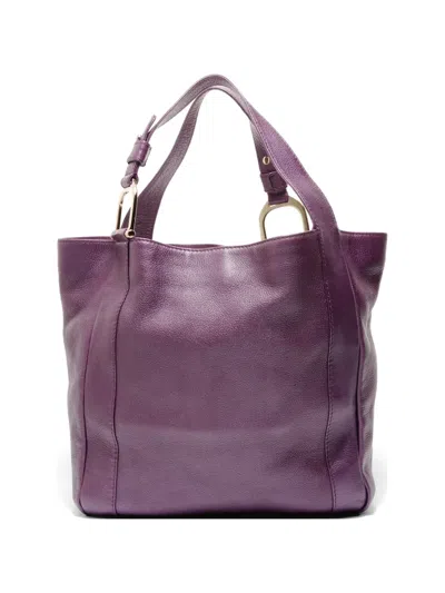 Pre-owned Gucci 2000s Leather Tote Bag In Purple