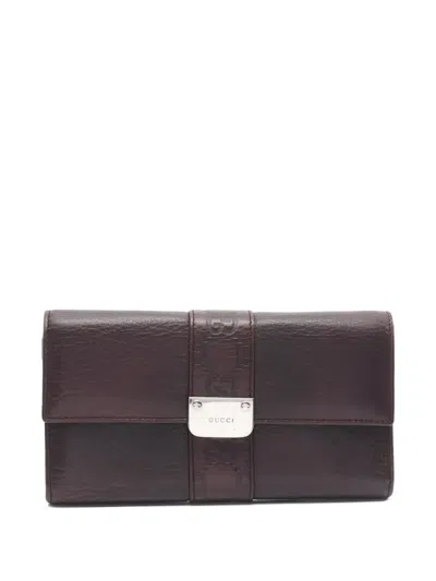 Pre-owned Gucci 2000s Leather Wallet In Brown
