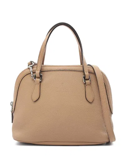 Pre-owned Gucci 2000s Logo-embossed Two-way Handbag In Neutrals