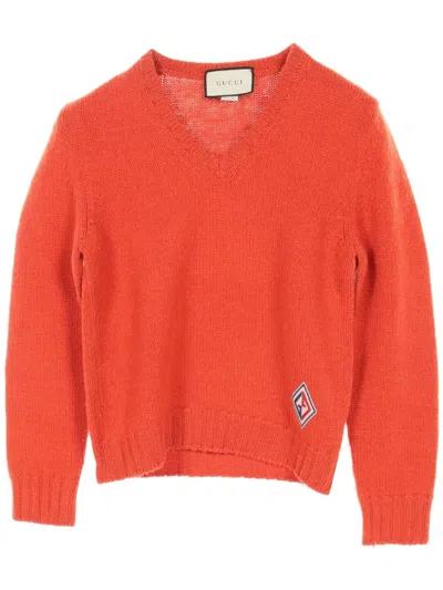 Pre-owned Gucci 2000s Logo-patch Jumper In Orange