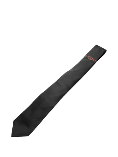 Pre-owned Gucci 2000s Logo Tie In Black