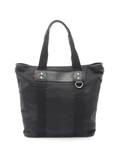 Pre-owned Gucci 2000s Logo-detail Tote Bag In Black