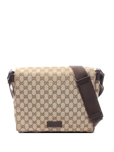 Pre-owned Gucci 2000s Logo-pattern Shoulder Bag In Neutral