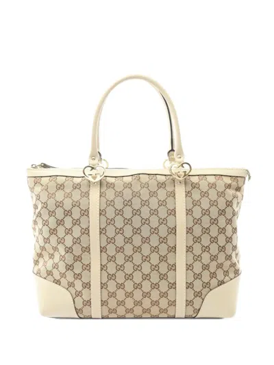 Pre-owned Gucci 2000s Lovely Gg Canvas Tote Bag In Neutral