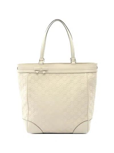 Pre-owned Gucci 2000s Mayfair Ssima Tote Bag In Neutral