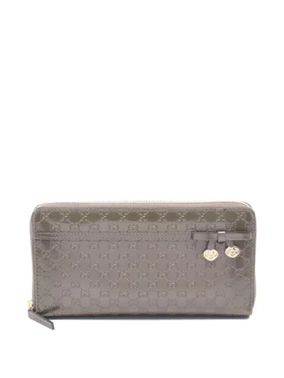 Pre-owned Gucci 2000s Micro Gg Ssima Long Wallet In Green